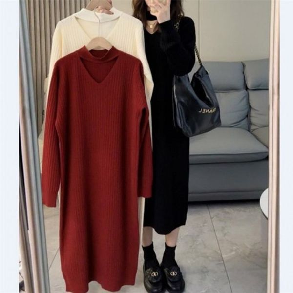 알티피아 알티피아 [하프클럽/알티피아]프리미엄 가을철 신제품 이중울탑 V넥 롱드레스 롱스커트 시즌 온기 여성용 걸