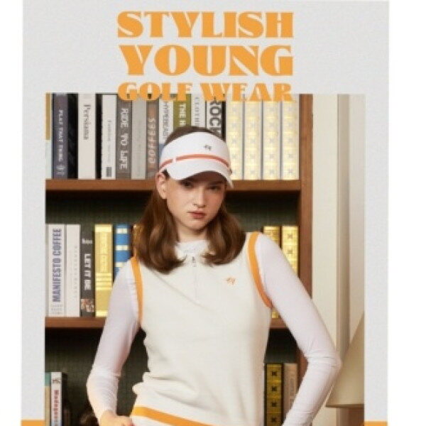 엘르골프 [엘르골프]여성 반전패턴 반집업  조끼 스웨터 6J-43103_US