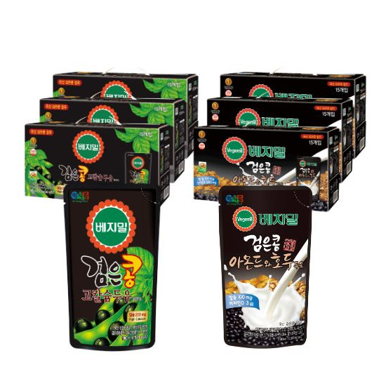 [베지밀]베지밀 검은콩 고칼슘 190mlx45팩, 검은콩 아몬드호두 190mlx45팩, 총90팩