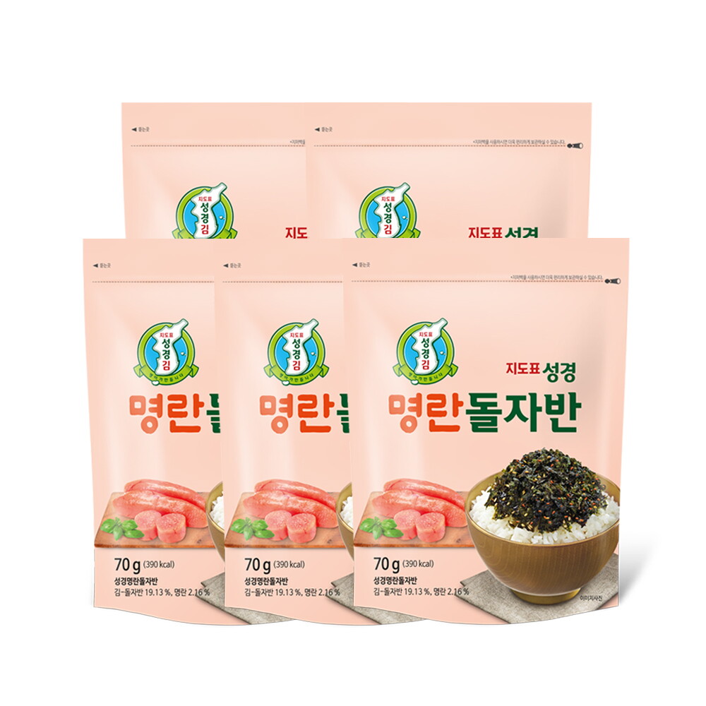 (주)성경식품제2공장 지도표성경 [지도표성경김 본사] 명란 돌자반 70g x 5봉 김자반 명란김