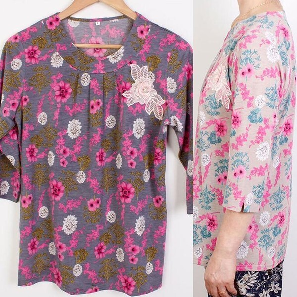 셀러허브(하프클럽) [하프클럽/셀러허브_여성트랜드패션]ONM 봄여름 핀턱 라운드 칠부 티셔츠 IT-23059