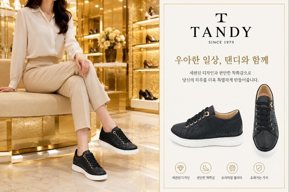 탠디 (패플) [탠디]여성 X2G4R206TH1 밴딩 캐주얼 소가죽 스니커즈 4CM_SH