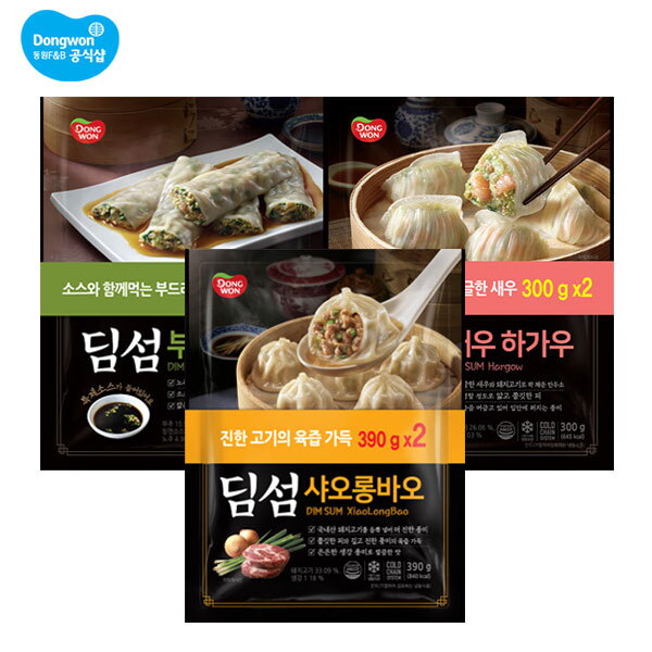동원 F&B 딤섬 새우하가우+부추창펀+샤오롱바오/총6봉