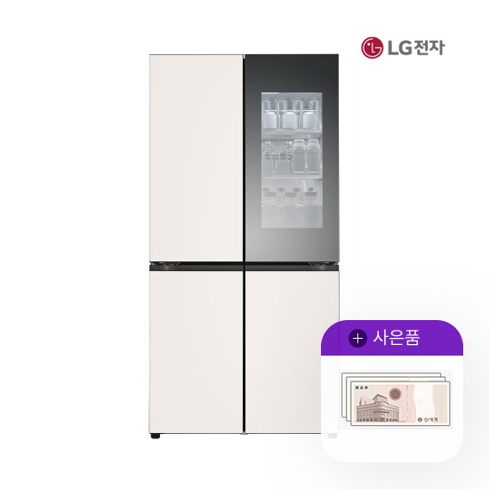 LG전자 [렌탈]LG전자 렌탈 LG 오브제 엘지냉장고 노크온 더블스페이스 872L 베이지 M874GBB551 5년 116000/60개월 의무사용