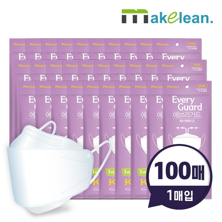 메이클린 메이클린 메이클린 KF94 미세먼지 방역 황사마스크 100매/개별포장 성인용