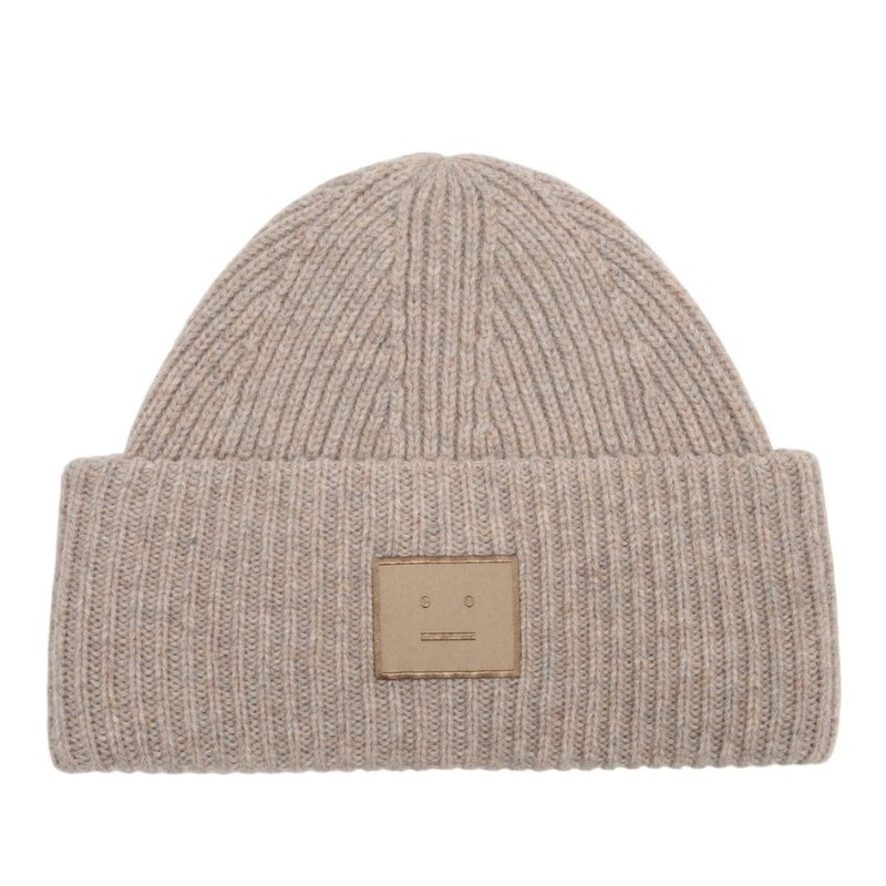 아크네 스튜디오 아크네스튜디오 페이스 로고 울 비니 C40453 DRN GREIGE MELANGE