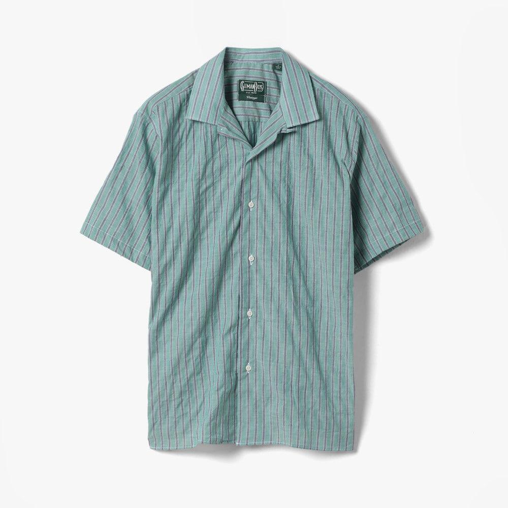 상세참조 샌프란시스코마켓 (GITMAN BROTHERS 짓먼 브라더스) CAMP SHIRT (STRIPE 2) GREEN/GBF1M40001A91