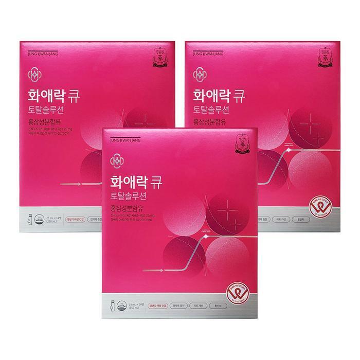 (주)한국인삼공사 / 소재지:대전광역시 대덕구 벚꽃길 71 셀러허브 식품 정관장 화애락 큐 토탈솔루션 25ml x 14개입 면역증가 3개 Ss