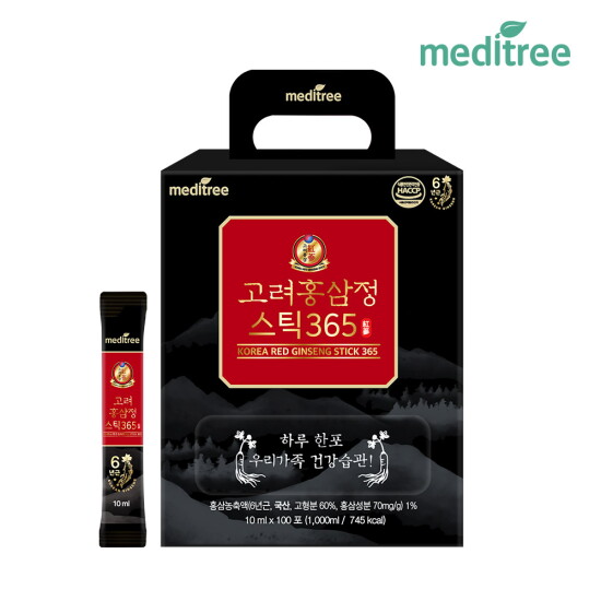 [메디트리]메디트리 고려 홍삼정 365 스틱 1박스 100포 대용량 원액 진액 액기스 농축액 추출액