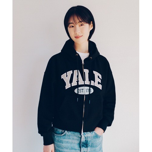 예일 예일 예일 YALE 투톤아치 크롭 후드집업_블랙 3767724 YD10HD1513BK YES1HZ302ABK