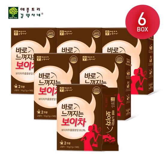 [애플트리김약사네][12주분/6박스] 애플트리 김약사네 바로 느껴지는 보이차 14g(1g X 14포) X 6박스