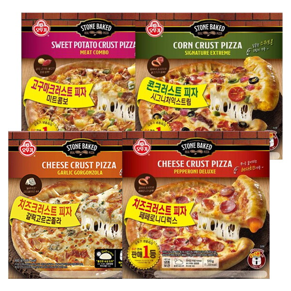 오뚜기 오뚜기 피자 4개세트 갈릭고르곤졸라 치즈크러스트+시그니처익스트림 콘크러스트+페페로니디럭스 치즈크러스트+미트콤보 고구마크러스트