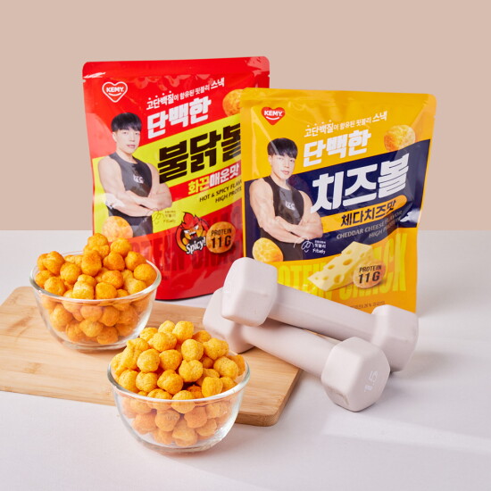 [개미식품]핏블리와 함께하는 고단백질 스낵 단백한 불닭볼 화끈매운맛 25팩 + 랜덤 5봉(치즈볼/불닭볼)