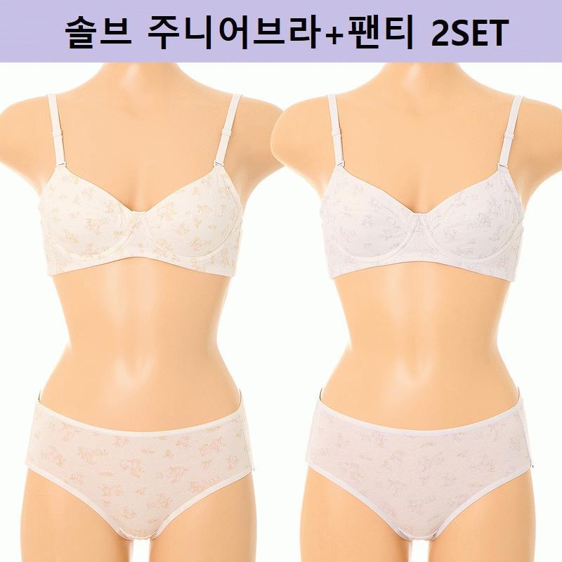 솔브(엔터) 솔브 학생선물추천 주니어3단계 와이어 편한 어린이 청소년 브라팬티 2SET_SBRJ233PTJ2322CSG