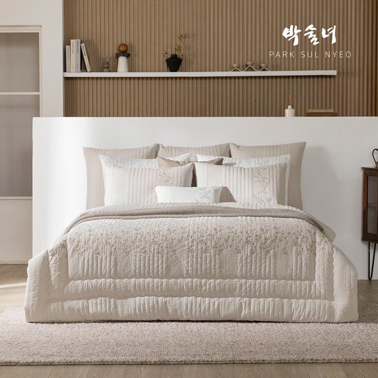 [박술녀][OneTV][Q]순면100 피그먼트 워싱 자수 침구 풀세트_초연2(初緣)