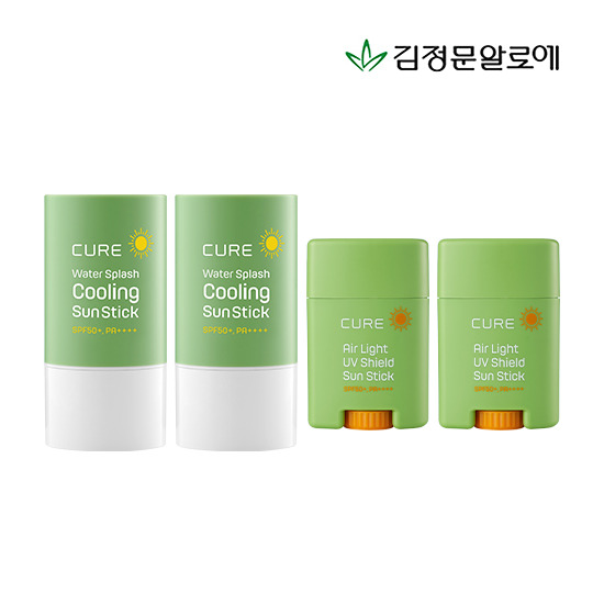 [김정문알로에] 워터 스플래쉬 쿨링 선스틱 23g*2개 + 에어라이트 UV쉴드 선스틱 20g*2개