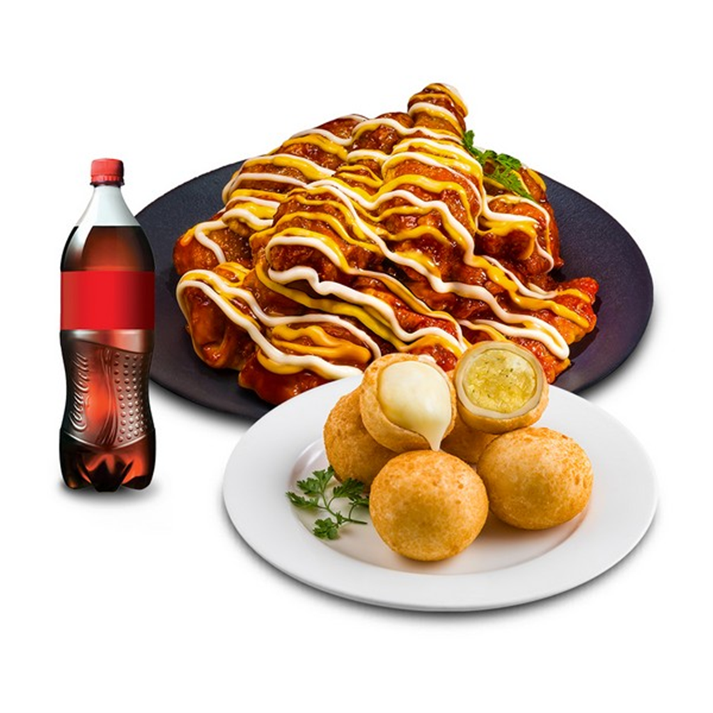 스마트콘 호식이두마리치킨 (호식이두마리) 맵시크치킨(hot)+치즈볼2종세트(6개)+콜라500ml