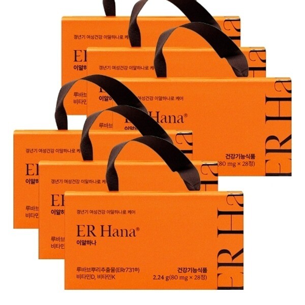 (주)한미양행/경기도 파주시 문산읍 통일로 1888번길 44-20 기타 (패플) [기타]갱년기엔 이알하나 80mgX28정X6개 / ERr731 갱년기 여성 영양제 루바브뿌리추출물 비타민D 비타민K_23638185_673596