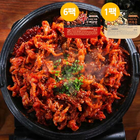 [착한낙지]신내린 직화 무뼈닭발 140g x 6팩 + 마늘 근위볶음 150g 1팩
