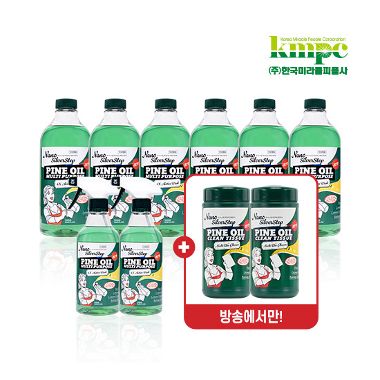 [은나노스텝]★전고객 세정티슈★[더블] 은나노스텝  파인오일 다용도 500mlx2통 + 다용도 1,000mlx6통+클린티슈 2통