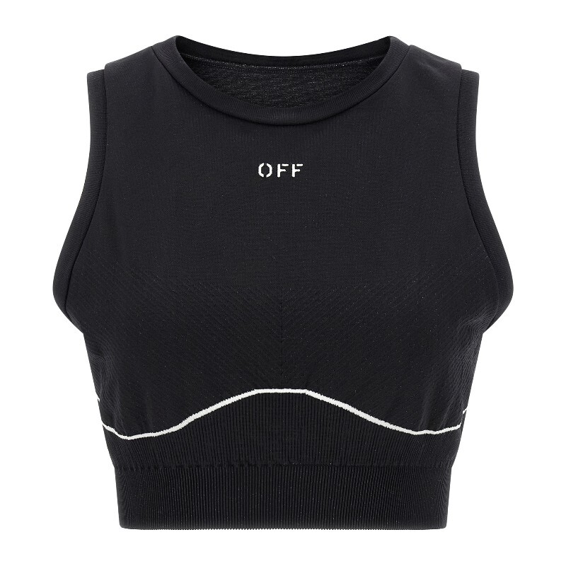 OFF WHITE 오프화이트 오프화이트 로고 인타르시아 심리스 스트레치 슬리브리스 탑 OWVO05MC99KNI001 1001