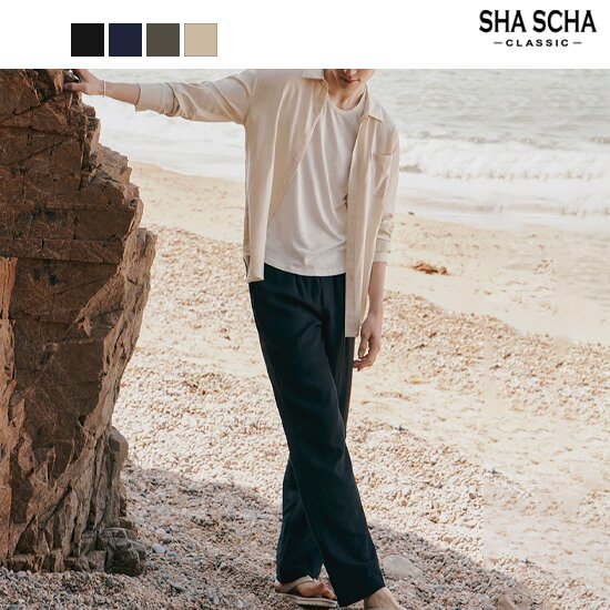 [홈쇼핑인기]샤샤 남성 린넨 블렌디드 스트링 팬츠 1종