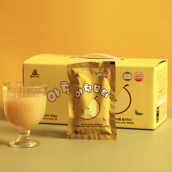 갈변없는 노오란 순수착즙 아침부터 사과주스 100ml×50포