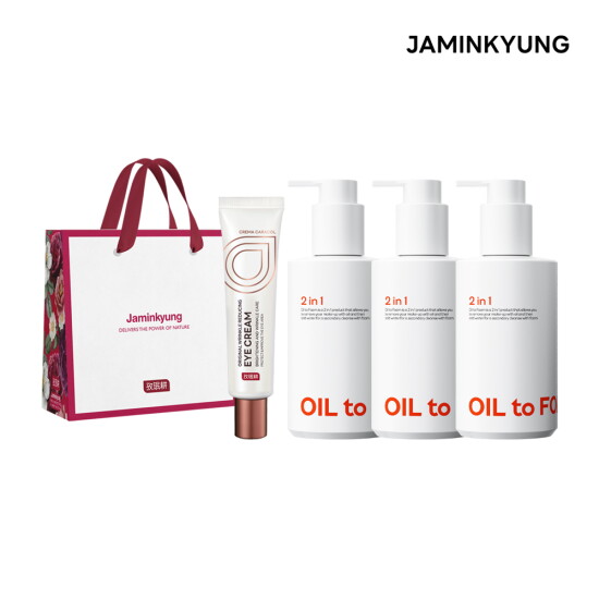 [자민경][단독][용량UP] 자민경 투인원 오일 투 폼 200ml 3개+ 달팽이 아이크림 20ml + 선물용 쇼핑백