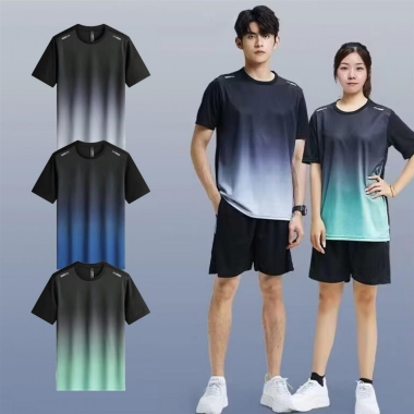 グラデーションランニングセット夏トレーニングセットランニングパンツ女性男性パンツ服女性トレーニングウェア 衣類トップス トレーニング服