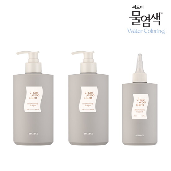 [씨드비]채우담 두피 영양 샴푸(500ml) 2개+모발 영양 트리트먼트(300ml) 1개