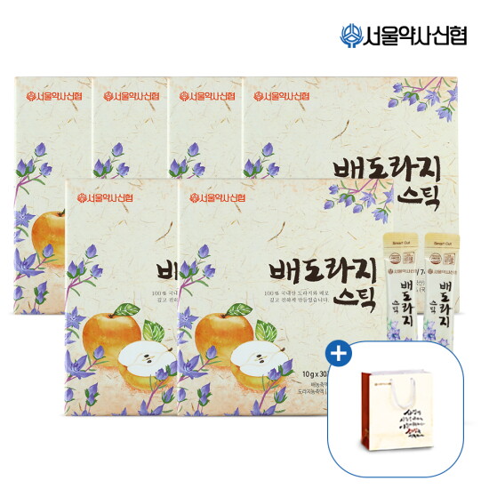 [서울약사신협][국내산 배&도라지] 배도라지 스틱 30포 6세트 (+쇼핑백 6장)
