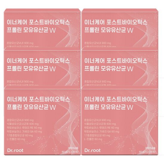 [닥터루트]이너케어 포스트바이오틱스 VL8 여성 질 유래 유산균 2g 30포 6박스 프롤린 모유유산균