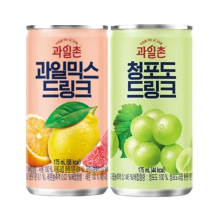 셀러허브 식품 한번에먹자쇼핑몰 해태 과일촌 과일믹스 드링크 175ml 30캔 + 과일촌 청포도 드링크 175ml 30캔