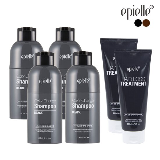 ★방송중 트리트먼트 2개★ 컬러체인지 염색샴푸 300ml 4개 + 트리트먼트 200ml 2개 (블랙/다크브라운)
