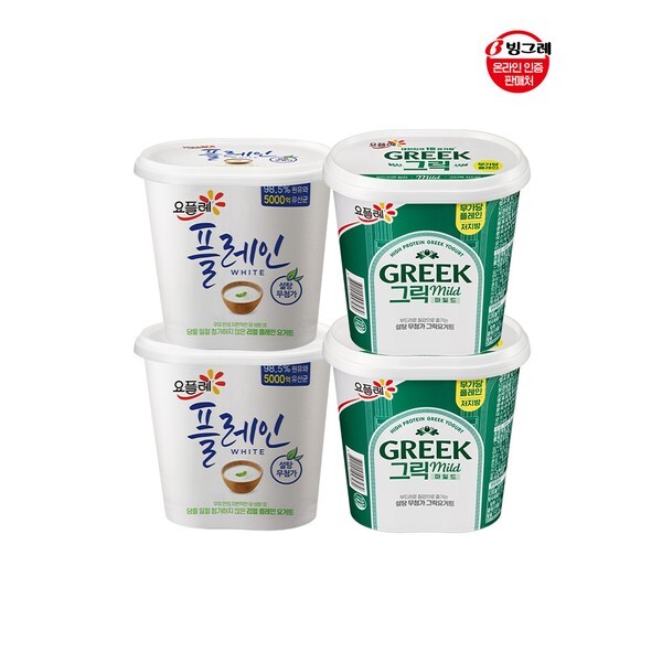 웨스트윙 빙그레 [하프클럽/빙그레]빙그레 요플레 플레인 화이트 900g 2개   그릭요거트 마일드 900g 2개