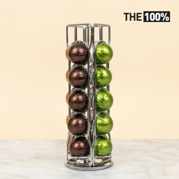 THE100% 교보문고 더백퍼센트 THE100% 버츄오 호환 캡슐커피 보관함 십자형 회전타워 20구 홀더 거치대