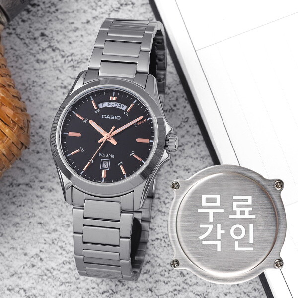 카시오 무료각인 카시오 MTP-1370D-1A2 클래식 라운드 데이데이트 정장 남자 메탈 시계 e