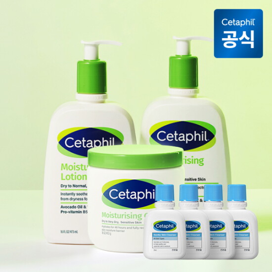 [세타필]세타필 모이스춰라이징 로션 473ml 2개+크림 453g+크림 10g 2개+클렌저 29ml 2개